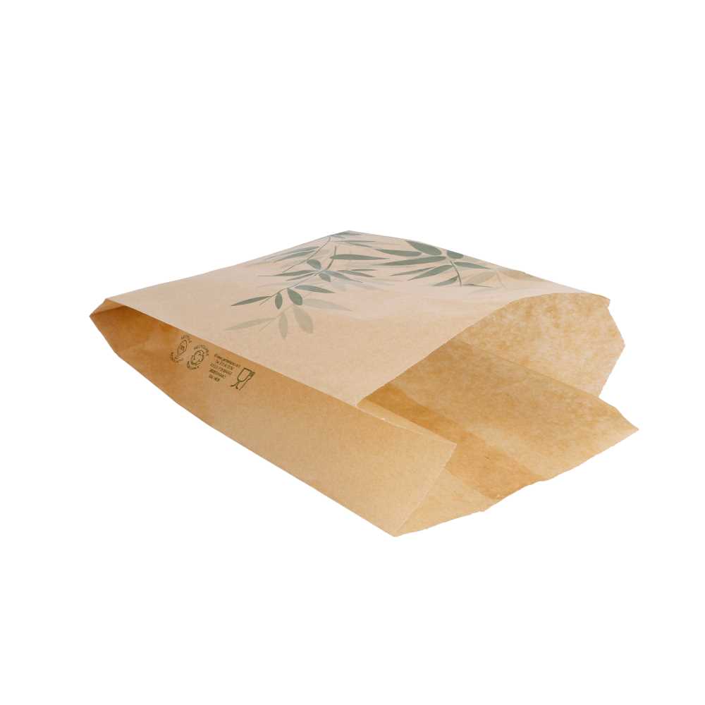 [146.26] BOLSAS PARA HAMBURGUESAS 'FEEL GREEN' 32 G/M2 12+7x18 CM NATURAL PERG. ANTIGRASAS (500 UNID.)