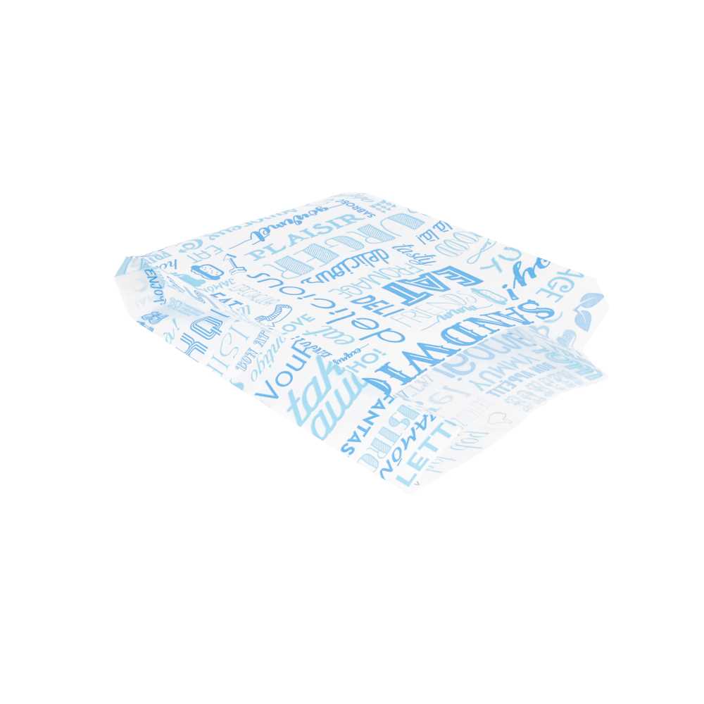 [229.30] BOLSAS HAMBURGUESAS 'PAROLE' 35 G/M2 14+7x22 CM AZUL PEG. ANTIGRASAS (500 UNID.)