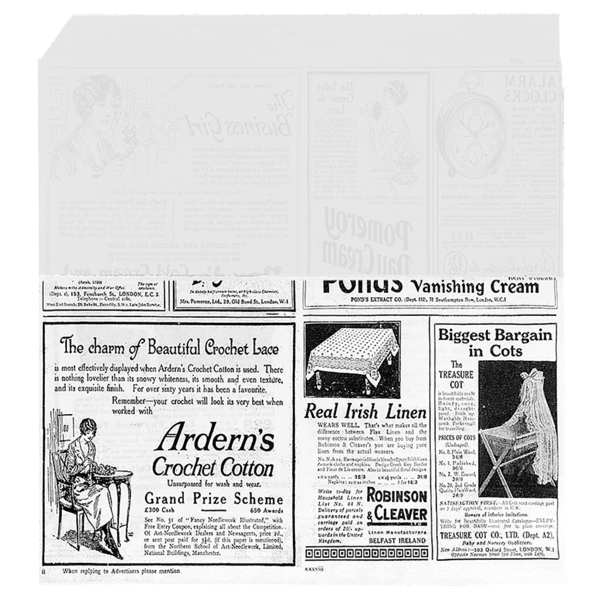 [257.05] PAPEL ANTIGRASAS ABIERTO 2 LADOS ALLWRAP 'TIMES' 35 G/M2 26x25/15 CM BLANCO PERG. ANTIGRASAS (500 UNID.)