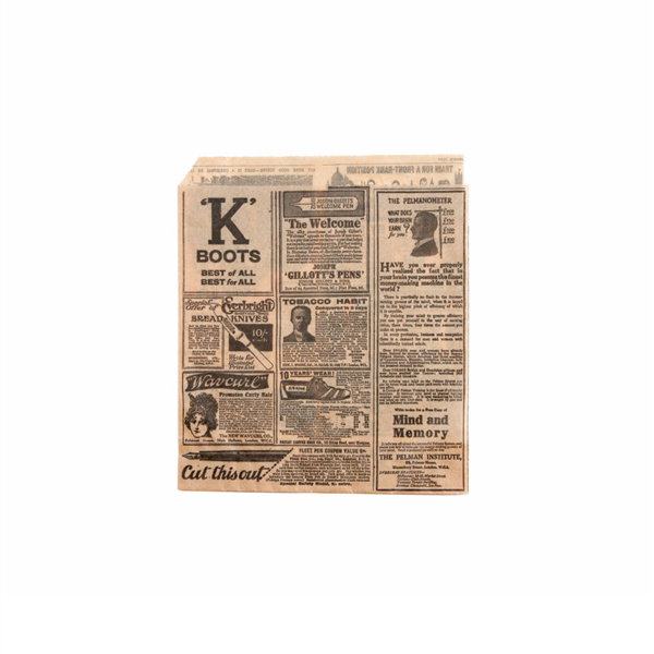 [098.01] PAPEL ANTIGRASAS ABIERTO 2 LADOS FAST FOOD 'TIMES' 32 G/M2 13x14 CM NATURAL PERG. ANTIGRASAS (1000 UNID.)