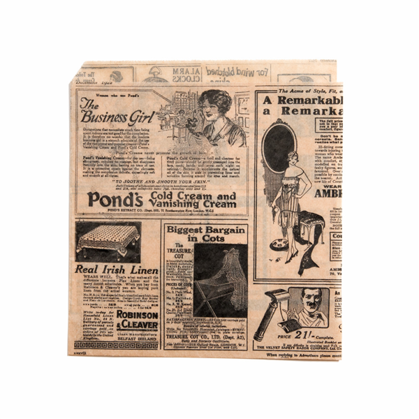 PAPEL ANTIGRASAS ABIERTO 2 LADOS FAST FOOD 'TIMES' 34 G/M2 17x18 CM NATURAL PERG. ANTIGRASAS (1000 UNID.)