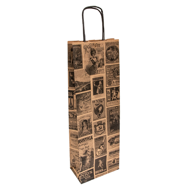 [222.18] Bolsas Sos Con Asas 1 Botella 'Bacchus' 100 G/M2 14+8X40 Cm Natural Kraft (250 Unid.)