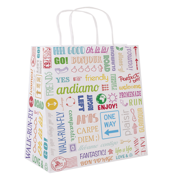 [230.05] Bolsas Sos Con Asas 'Parole' 80 G/M2 26+14X32 Cm Blanco Celulosa (250 Unid.)