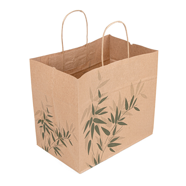 BOLSAS SOS CON ASAS "TRAITEUR" 'FEEL GREEN' 80 G/M2 26+17x24 CM NATURAL KRAFT (250 UNID.)