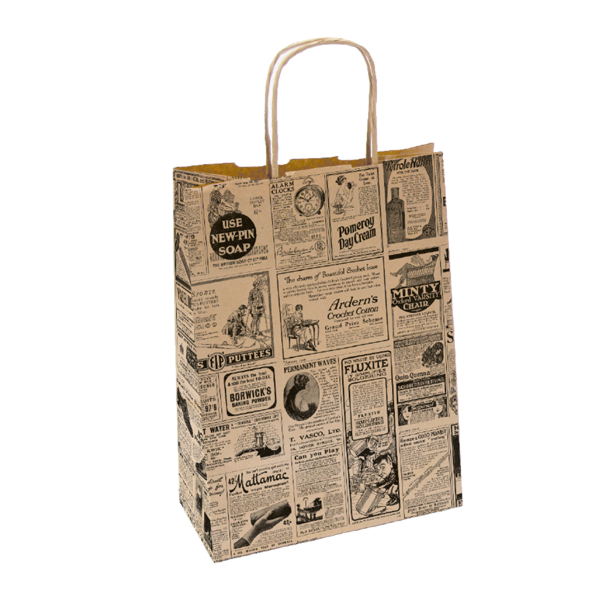 [214.38] BOLSAS SOS CON ASAS 'TIMES' 80 G/M2 26+14x32 CM NATURAL KRAFT (250 UNID.)