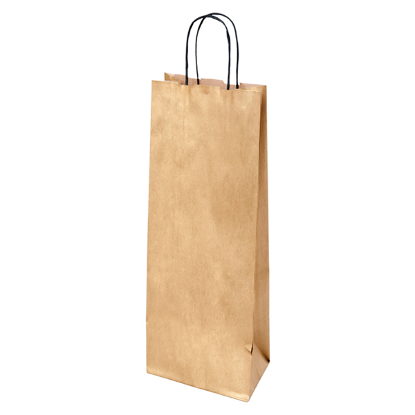 [801.61] Bolsas Sos Con Asas 1 Botella 100 G/M2 14+8X40 Cm Oro Kraft (250 Unid.)