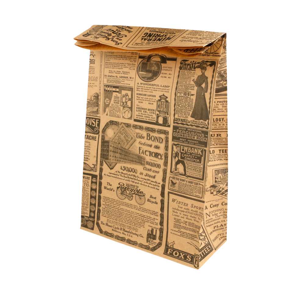 [222.41] BOLSAS SOS SIN ASAS 'TIMES' 70 G/M2 20+9x34,5 CM NATURAL KRAFT (500 UNID.)