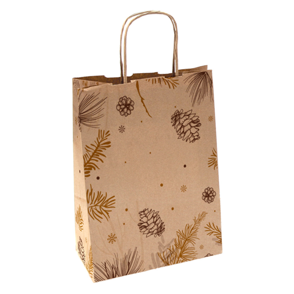 BOLSAS SOS CON ASAS 'WINTER' 80 G/M2 26+14x32 CM NATURAL KRAFT (250 UNID.)