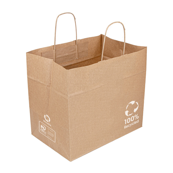 [255.86] Bolsas Sos Catering Con Asas 90 G/M2 32+21X28,5 Cm Natural Kraft (250 Unid.)