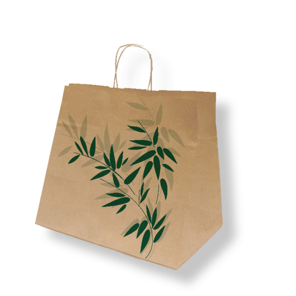 BOLSAS SOS CON ASAS "TRAITEUR" 'FEEL GREEN' 90 G/M2 32+21x28,5 CM NATURAL KRAFT (250 UNID.)