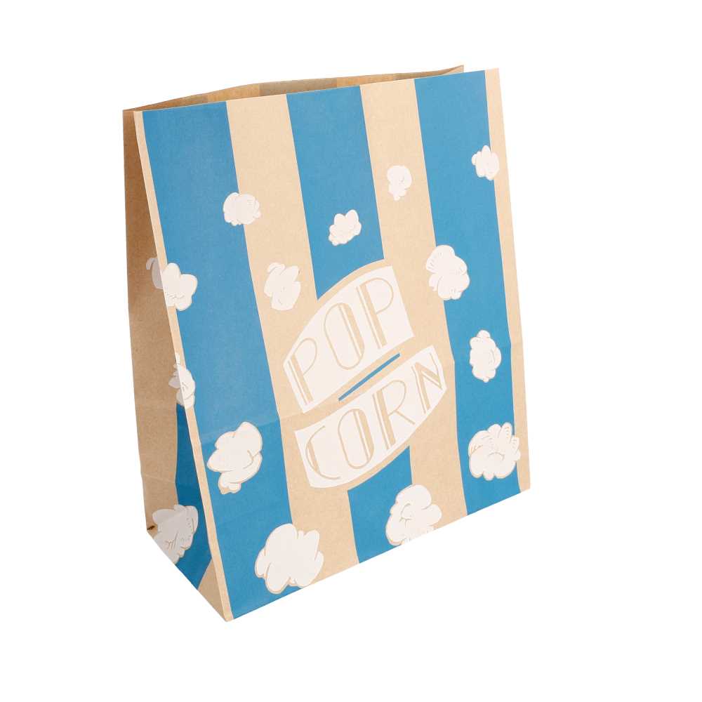 [222.49] BOLSAS SOS POP CORN 'STRIPES' 3,8 L-130 OZ 70 G/M2 20+9x23,5 CM NATURAL PERG. ANTIGRASAS (500 UNID.)