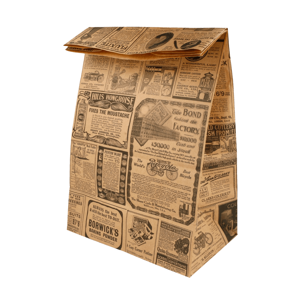 BOLSAS SOS SIN ASAS 'TIMES' 70 G/M2 22+14x37 CM NATURAL KRAFT (500 UNID.)