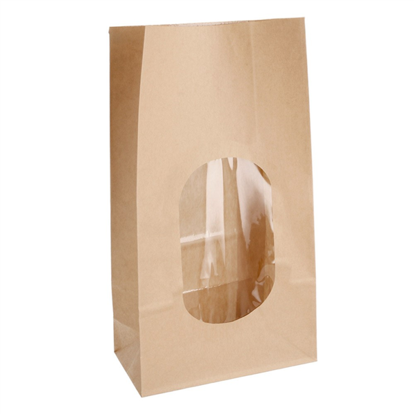 [263.07] BOLSAS SOS CON VENTANA 3600 GR 60 G/M2 + 25µ OPP 15+9x28 CM NATURAL KRAFT (500 UNID.)