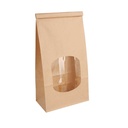 BOLSAS SOS AUTOCIERRE CON VENTANA 1800 GR 60 G/M2 + 25µ OPP 12+6,5x24,6 CM NATURAL KRAFT (500 UNID.)