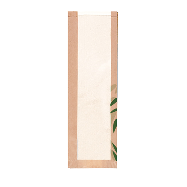 BOLSAS PAN CON VENTANA ECO 'FEEL GREEN' 32 G/M2 14+4x60 CM NATURAL KRAFT (250 UNID.)