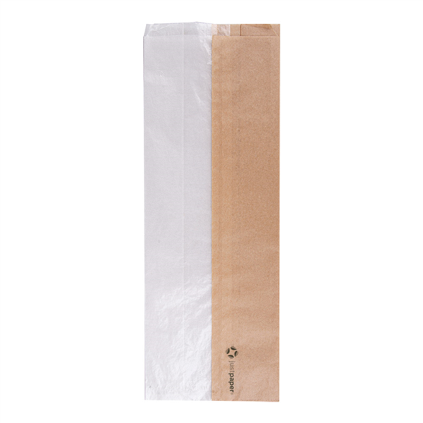 [231.22] Bolsas Para Sándwiches Con Ventana Eco 'Corner Window' 38 G/M2 14+8X38 Cm Natural Kraft (250 Unid.)
