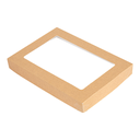 TAPAS CON VENTANA PARA CAJAS 254.72 'THEPACK' 240 G/M2 + 32 OPP 22x15x2 CM NATURAL CARTÓN ONDULADO NANO-MICRO (50 UNID.)