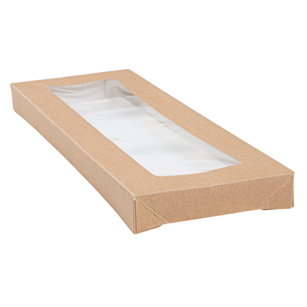 [254.68] TAPAS CON VENTANA PARA CAJAS 254.66 'THEPACK' 240 G/M2 + 32 OPP 11x30x2 CM NATURAL CARTÓN ONDULADO NANO-MICRO (200 UNID.)