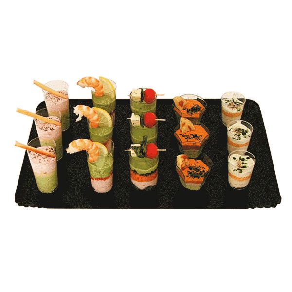 [147.49] BANDEJAS CATERING DOBLE CARA 1100 G/M2 19x28 CM ORO/NEGRO CARTÓN (100 UNID.)