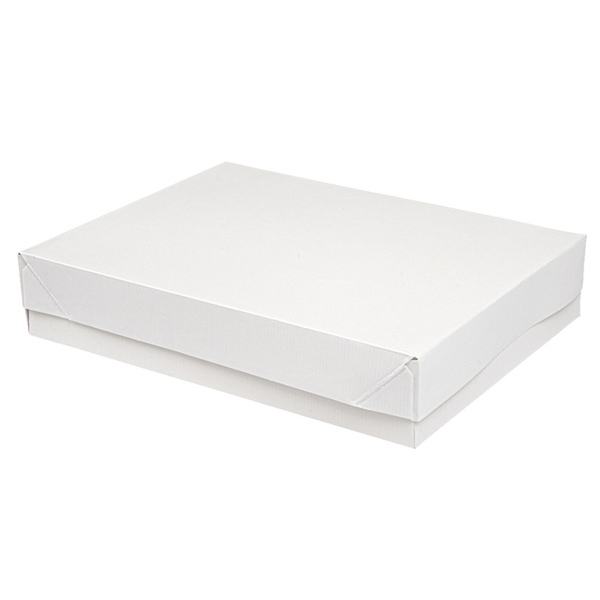 BANDEJAS + TAPA 'THEPACK' 230 G/M2 23x17x4,5 CM BLANCO CARTÓN ONDULADO NANO-MICRO (200 UNID.)