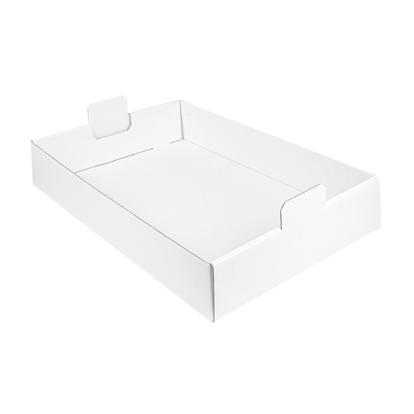 [168.21] BANDEJAS REAGRUPAR 390 G/M2 54,5x38,5x9,5 CM BLANCO CARTÓN (50 UNID.)