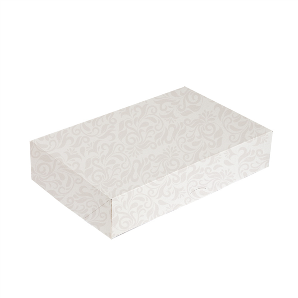 [256.56] CAJAS CATERING, PLANA 'THEPACK DAMASCO' 310 G/M2 46x35x6 CM BLANCO CARTÓN ONDULADO NANO-MICRO (100 UNID.)