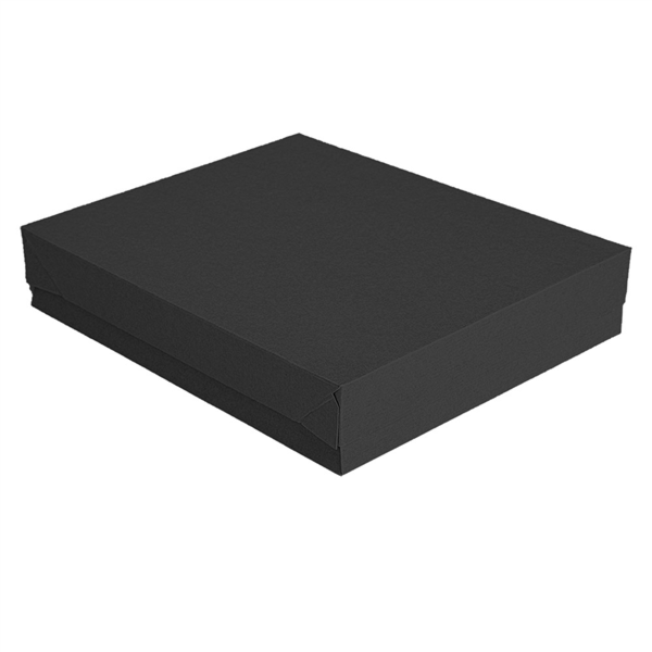 [259.13] BANDEJAS + TAPA 'THEPACK' 280 G/M2 40,5x30,5x6 CM NEGRO CARTÓN ONDULADO MICROCANAL (150 UNID.)