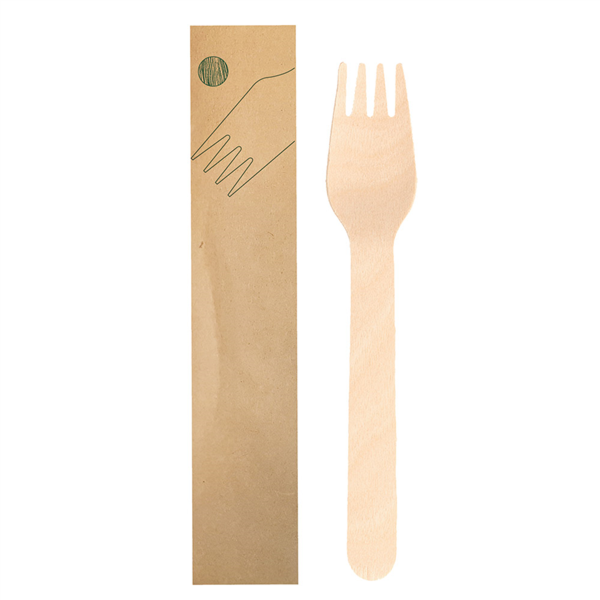 [250.52] TENEDORES ENFUNDADOS KRAFT 'MAKAN' 15,5 CM NATURAL MADERA (100 UNID.)