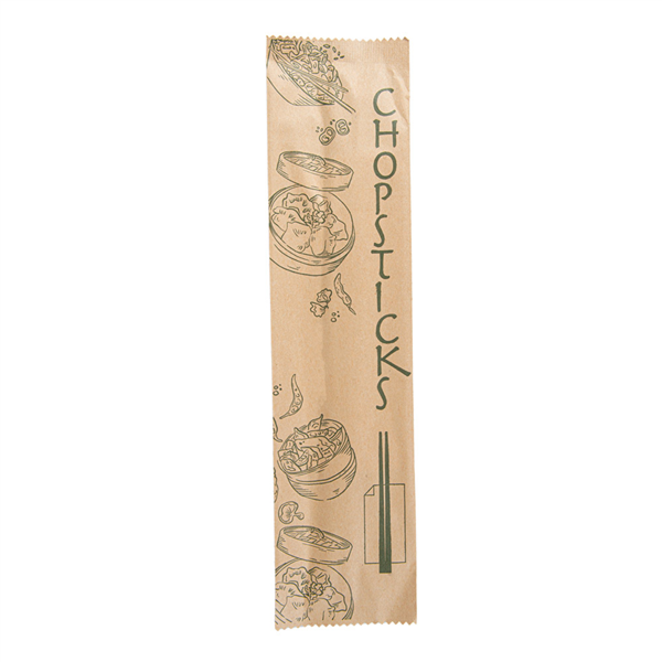 [268.70] Set Palillos Chinos, Servilleta Enfundados Kraft 20 Cm Natural Bambú (100 Unid.)