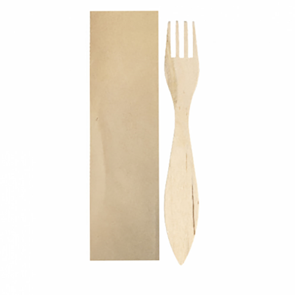 [250.58] TENEDORES ANGULAS ENFUNDADOS KRAFT 15 CM NATURAL MADERA (100 UNID.)