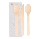 SET 3/1 TENEDOR, CUCHILLO, CUCHARA 'MAKAN' 16 CM NATURAL MADERA (100 UNID.)