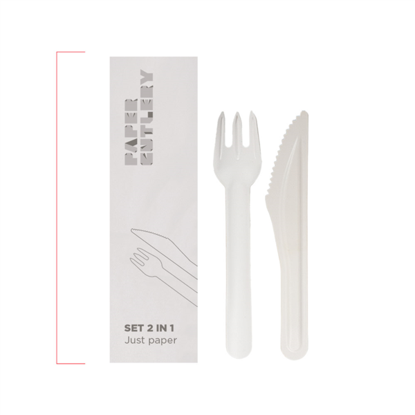 [268.68] Set 2/1 Tenedor, Cuchillo 'Paper Cutlery' 15,8 Cm Blanco Papel (100 Unid.)
