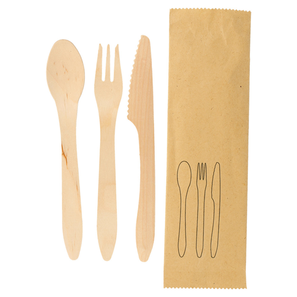 [224.67] SET TENEDOR, CUCHILLO, CUCHARA 'CURVE' 18,5 CM NATURAL MADERA (200 UNID.)