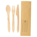 Set Tenedor, Cuchillo, Cuchara 'Curve' 18,5 Cm Natural Madera (200 Unid.)