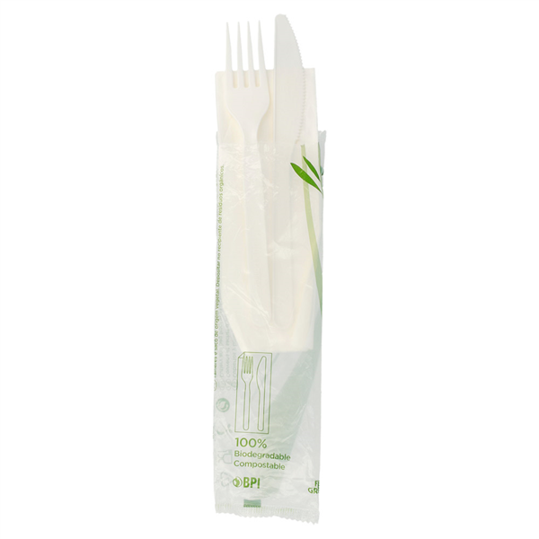 [223.53] Set 3/1 Tenedor, Cuchillo, Servilleta 18 Cm Blanco Cpla (500 Unid.)