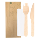 Set 3/1 Tenedor, Cuchillo, Servilleta 'Makan' 16 Cm Natural Madera (100 Unid.)