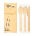 Set 4/1 Tenedor, Cuchillo, Cuchara, Servilleta 17 Cm Natural Bambú (50 Unid.)