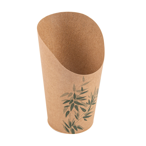 VASOS FRITAS ABIERTOS 'FEEL GREEN' 16 OZ - 480 ML 200 + 25PE G/M2 Ø8,5x13,5 CM MARRÓN CARTONCILLO (50 UNID.)