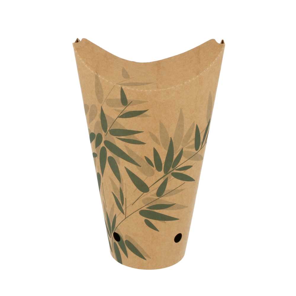 VASOS FRITAS CON CIERRE 'FEEL GREEN' 22 OZ - 660 ML 200 + 25PE G/M2 8,5x18 CM MARRÓN CARTONCILLO (50 UNID.)