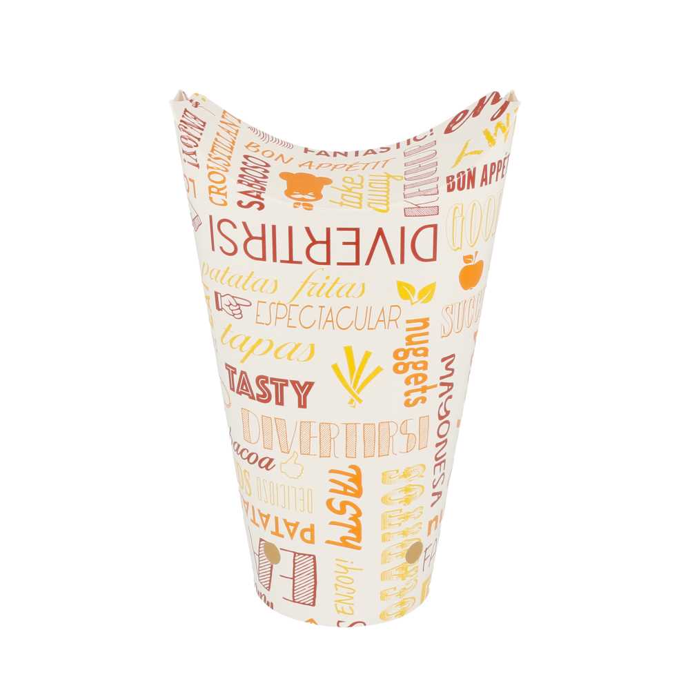 VASOS FRITAS CON CIERRE 'PAROLE' 22 OZ - 660 ML 220 + 18PE G/M2 8,5x18 CM BLANCO CARTONCILLO (50 UNID.)