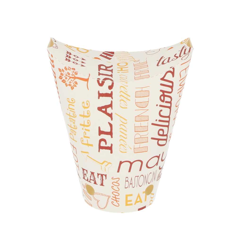 VASOS FRITAS CON CIERRE 'PAROLE' 12 OZ - 360 ML 220 + 18PE G/M2 6,7x12,5 CM BLANCO CARTONCILLO (100 UNID.)