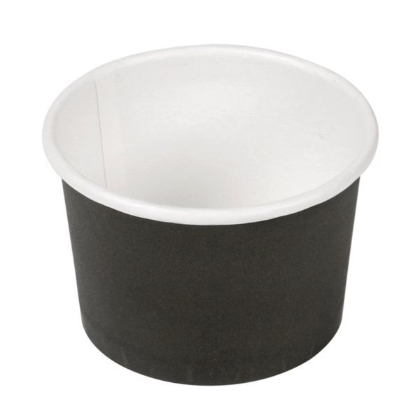 [254.48] PEQUEÑAS TARRINAS 70 ML (2,3 oz) 210 + 18 PE G/M2 Ø6,15/5x4 CM NEGRO CARTONCILLO (1000 UNID.)