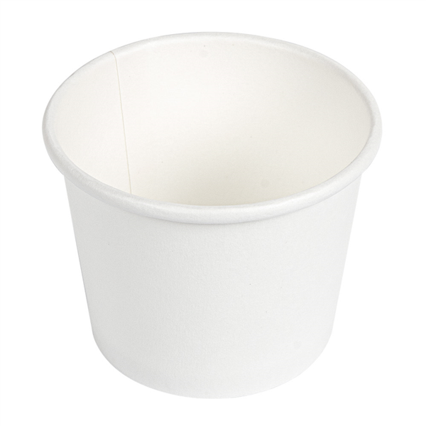 [254.44] Pequeñas Tarrinas 80 Ml (2,6 Oz) 210 + 18 Pe G/M2 Ø6,15/4,75X4,8 Cm Blanco Cartoncillo (1000 Unid.)