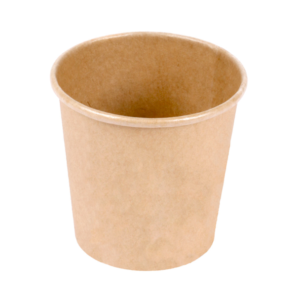 [254.40] PEQUEÑAS TARRINAS 105 ML (3,5 oz) 210 + 18 PE G/M2 Ø6,15/4,55x5,8 CM MARRÓN CARTONCILLO (1000 UNID.)