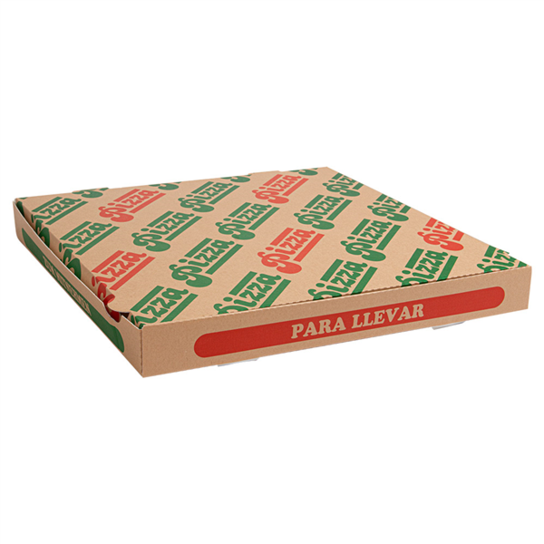 [262.42] Cajas De Pizza 'Thepack' 330 G/M2 36X36X4 Cm Natural Cartón Ondulado Microcanal (100 Unid.)
