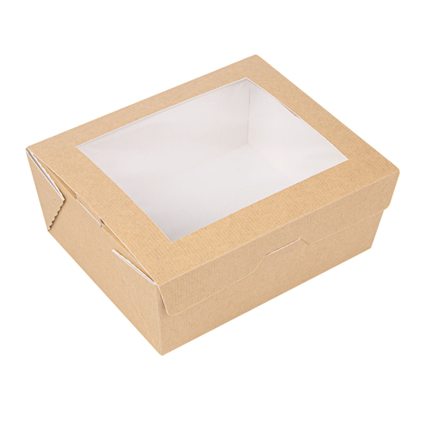 [253.63] CAJAS CON VENTANA 'THEPACK' 1350 ML 220 G/M2 + OPP 15,3x12,1x6,4 CM NATURAL CARTÓN ONDULADO NANO-MICRO (200 UNID.)