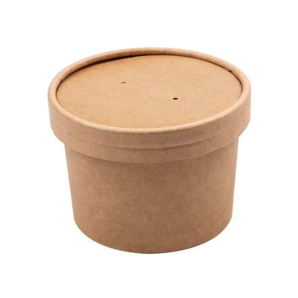 TARRINAS +TAPAS 240 ML - 8 oz 300 + 18 PE G/M2 Ø9/7,5x6 CM NATURAL KRAFT (250 UNID.)
