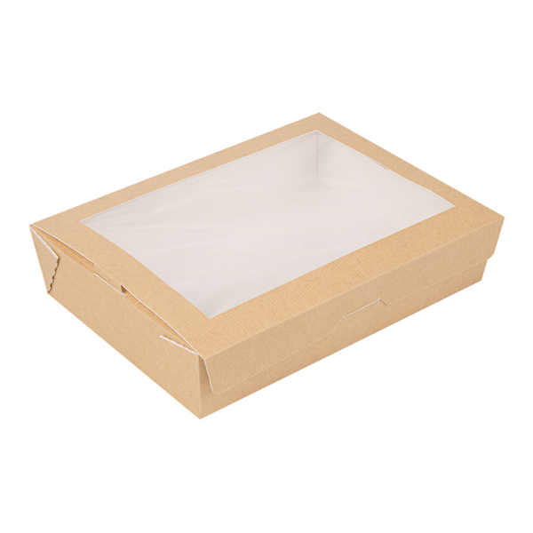 [253.64] CAJAS CON VENTANA 'THEPACK' 1470 ML 220 G/M2 + OPP 19,8x14x4,8 CM NATURAL CARTÓN ONDULADO NANO-MICRO (200 UNID.)