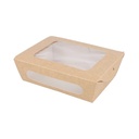 CAJAS PARA ENSALADA CON VENTANA 700 ML - 23,3 oz 391 G/M2 + PE 16x12x5 CM MARRÓN CARTONCILLO (200 UNID.)