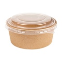 COMBO ENSALADERAS + TAPAS PET 750 ML - 25 oz 300 + 18 PE G/M2 Ø15/12,8x6 CM NATURAL KRAFT (200 UNID.)
